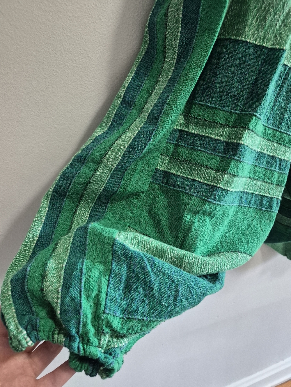 Peach Pebble Green Patchwork Harem Pants Boho Hippie Yoga Large - Picture 2 of 8